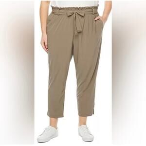 Stylus Women's Paperbag Waist High Rise Pants Smokey Gray Size XL NWT